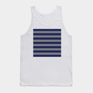 Navy Blue and Gray Stripes, Horizontal Awning Stripes Tank Top